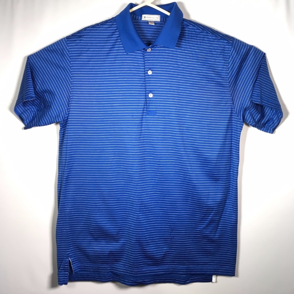 Peter Millar Men's Large Blue Pinstripe Golf Polo